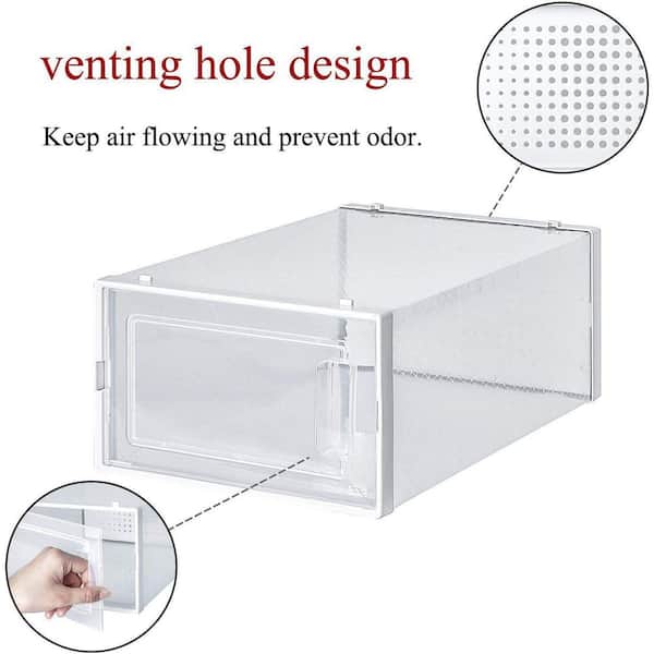 Tatahance 6-Pair Stackable Clear Plastic Foldable Shoe Boxes in White  D0102HPFMYV-Z - The Home Depot