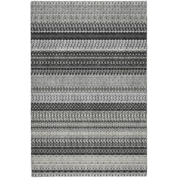 Dream Shag Premium Machine Washable Abstract ADS576 Black 8 ft. x 10 ft. Area Rug