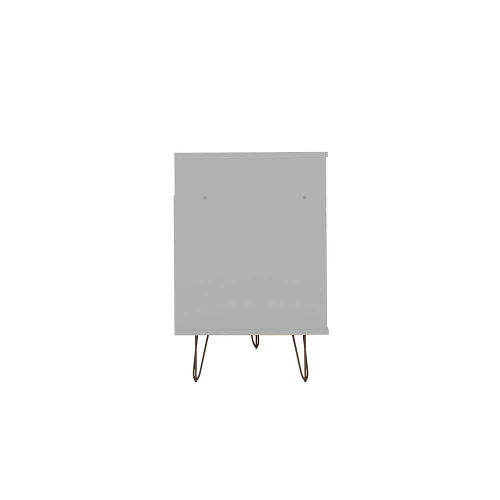 Mid-Century White Wood Media Cabinet with Splayed Metal Legs