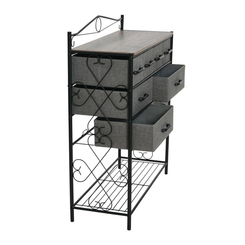 Ashwood Black Metal Frame 8-Drawer Wide Dresser