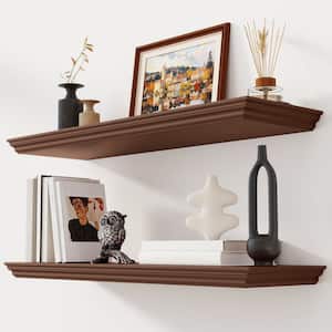 4 in. x 32 in. x 8 in. Walnut Stackable Floating Wall