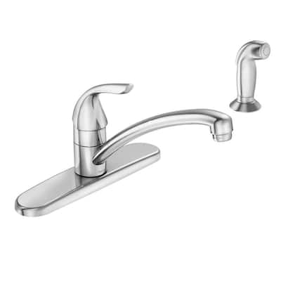 Adler Single-Handle Low Arc Standard Kitchen Faucet with Side Sprayer in Chrome