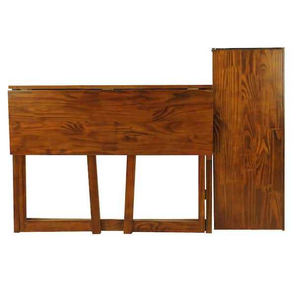 Casual Home Warm Brown Folding Desk with Pull Out and USB Port 533 44 The Home Depot