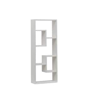 36.2 in. D x 5.7 in. W x 14.2 in. L White Wood Open Bookcase Moulding with 5-Cubes