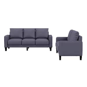 2-Piece Fabric Top Dark Gray Sofa Set