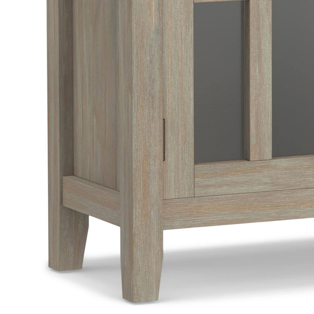 Artisan Handcrafted Solid Wood Low Storage Cabinet in Distressed Grey