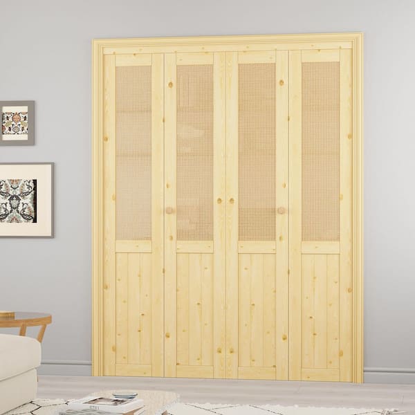 ARK DESIGN 60 in. x 80 in. Half Paneled Solid Core Unfinished Pine
