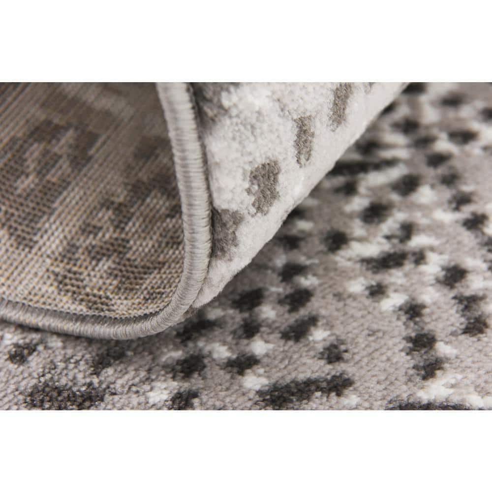 Dark Gray Geometric Pattern Low Pile Area Rug