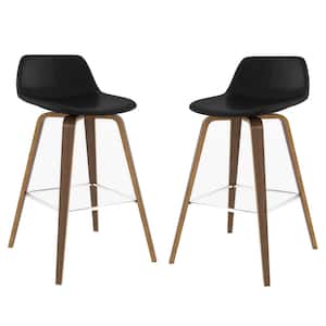 Randolph 36.6 in. H Black Mid Century Modern Bentwood Counter Height Stool (Set of 2)