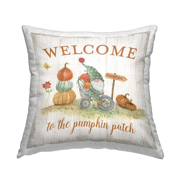 Stupell Industries Pumpkin Patch and Gnome Multi-Color Square Outdoor Throw Pillow