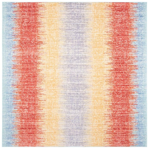 Windsor 6 ft. x 6 ft. Yellow/Purple Gradient Striped Square Area Rug