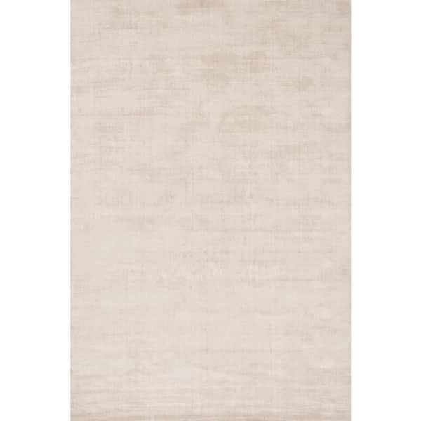 Alva Hand Loom Knotted Viscose Sand 9 ft. x 12 ft. Indoor Area Rug