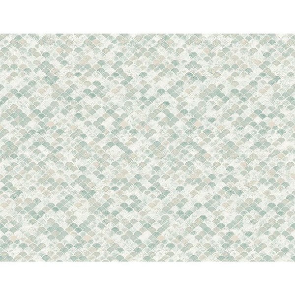 Seabrook Designs 60.75 sq. ft. Metallic Pistachio Ridley Scales Paper Unpasted Wallpaper Roll