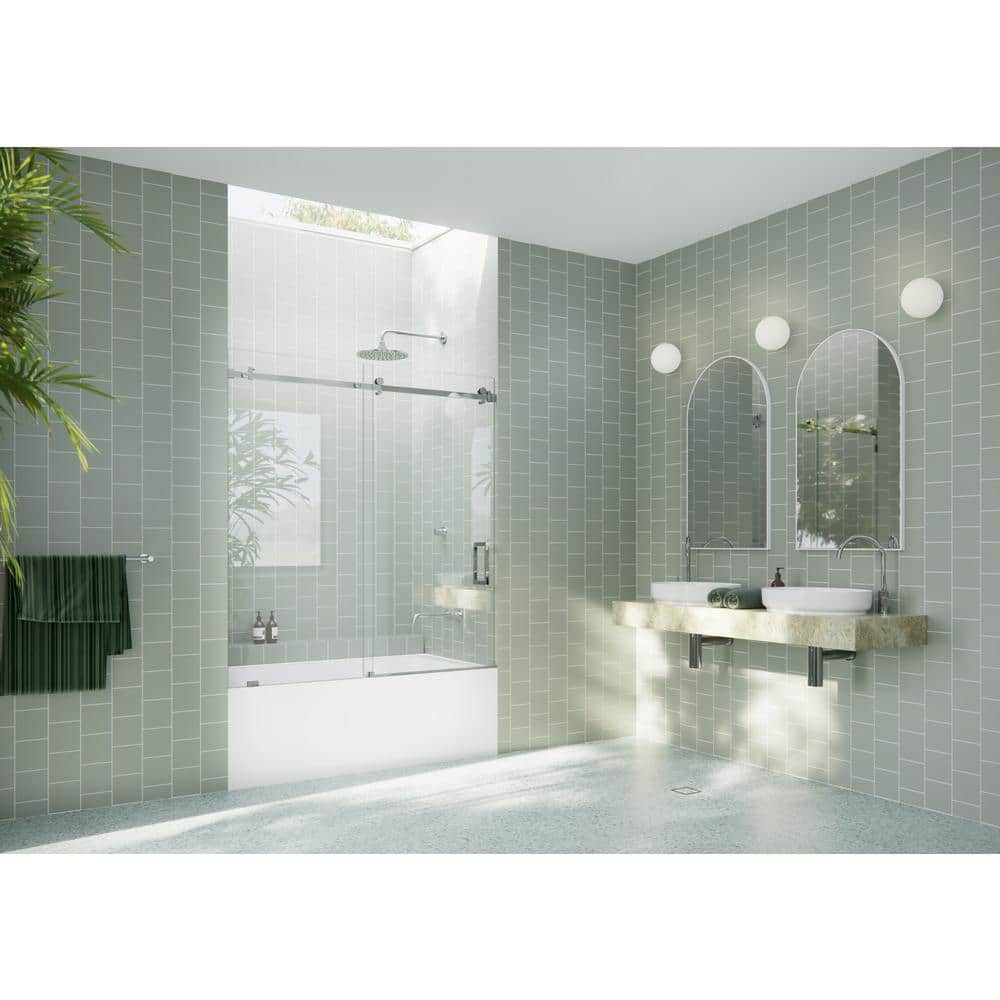 Astro 60" High x 56" Wide Frameless Sliding Bathtub Door in Chrome