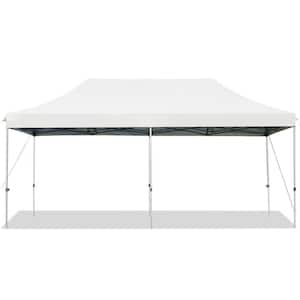 10 ft. x 20 ft. White Adjustable Folding Heavy -Duty Sun Canopy with Carrying Bag