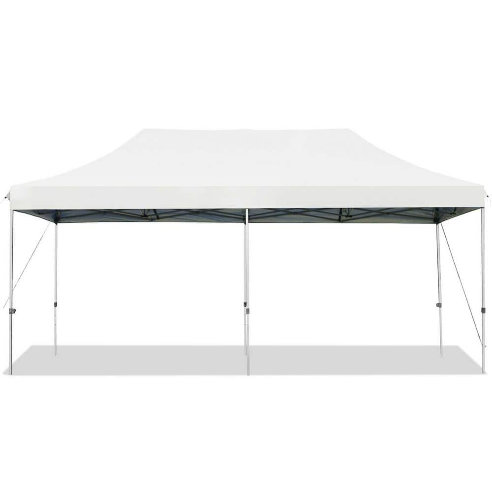 10 ft. x 20 ft. White Adjustable Folding Heavy -Duty Sun Canopy with Carryi