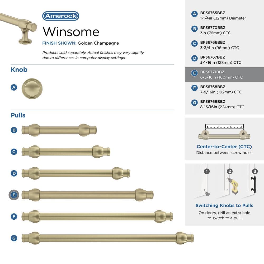 Winsome Golden Champagne 6-5/16 inch Cabinet Pull