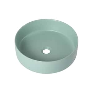 15.7 in. Glossy Mint Green Ceramic Round Vessel Bathroom Sink