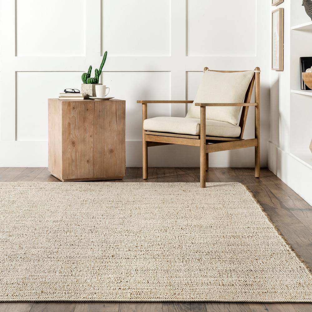 Elfriede Natural Jute-Cotton Blend 2x3 Handwoven Area Rug