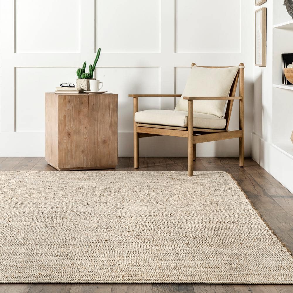 Elfriede Handwoven Jute-Cotton Blend 5x8 Natural Area Rug