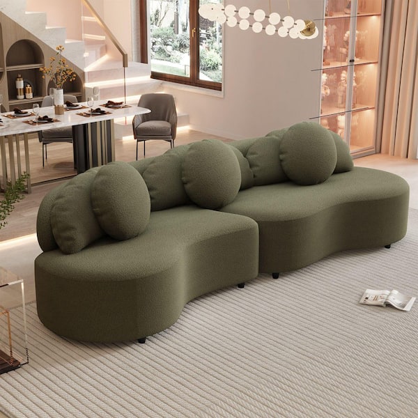 103.9 in. Modern Square Arm Velvet Rectangle Sofa, Upholstered Couch for Home or Office in Green