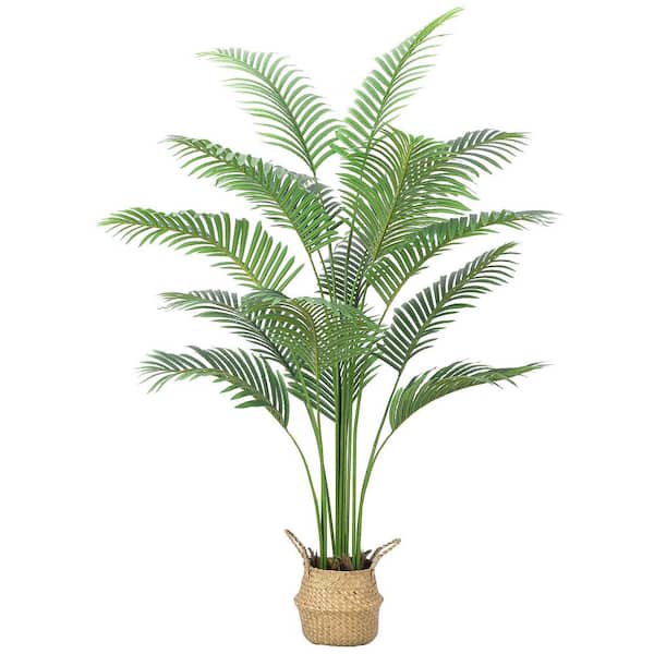 6  ft. Artificial Palm Tree, Areca Palm Plant Fake Faux Tropical Palm Silk Plant with Grass Basin