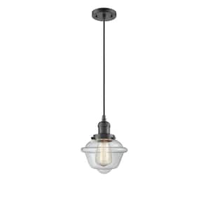 Oxford 60-Watt 1 Light Oil Rubbed Bronze Shaded Mini Pendant Light with Clear Glass Shade
