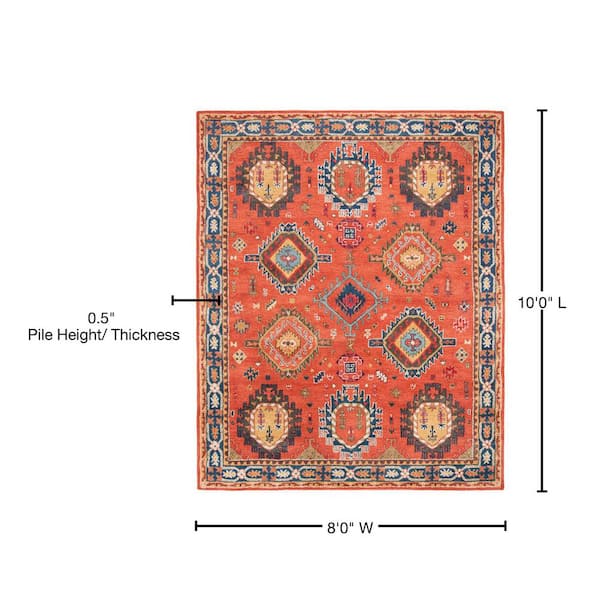 SAFAVIEH Heritage Rust/Navy 8 ft. x 10 ft. Border Area Rug SAFAVIEH Heritage Rust/Navy 8 ft. x 10 ft. Border Area Rug