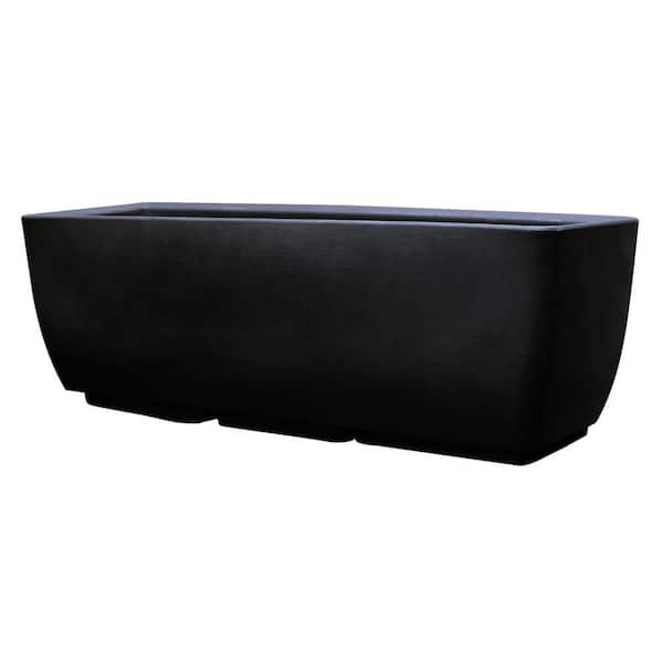 RTS Home Accents 30 in. x 10 in. Indoor/Outdoor Black Polyethylene Rectangular Planter