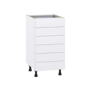 Fairhope Bright White Slab Assembled Base Kitchen Cabinet with 6 Drawers (18 in. W x 34.5 in. H x 24 in. D)