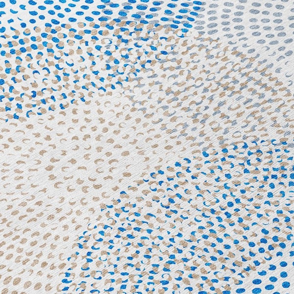 Ivory, Blue, Taupe 8 Round ft. Woven Polka Dot Polyester Round Indoor / Outdoor Area Rug
