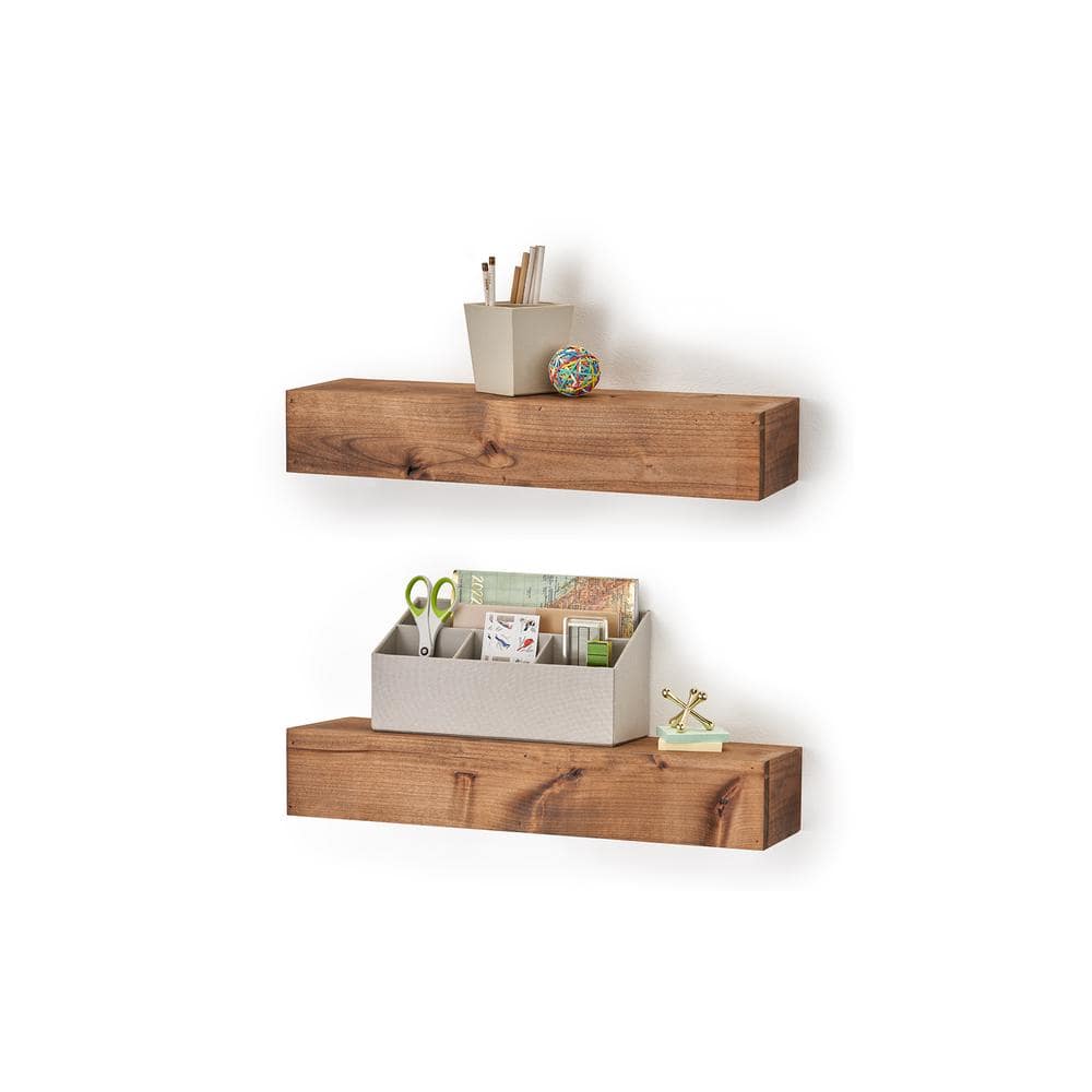 6.25 in. x 24 in. x 4 in. Walnut Solid Wood Floating Decorative Wall-Shelf 