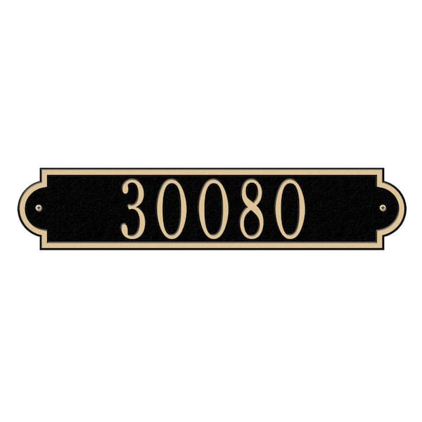 Whitehall Products Richmond Rectangular Black/Gold Standard Wall One Line Horizontal Address Plaque
