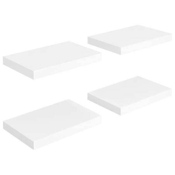 Cubilan 9.1 in. x 15.7 in. x 1.5 in. 4-Piece White MDF Floating Decorative Wall Shelves