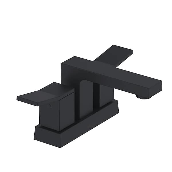 Avian 4 in. Centerset 2-Handle Bathroom Faucet with Metal Touch Down Drain in Satin Black