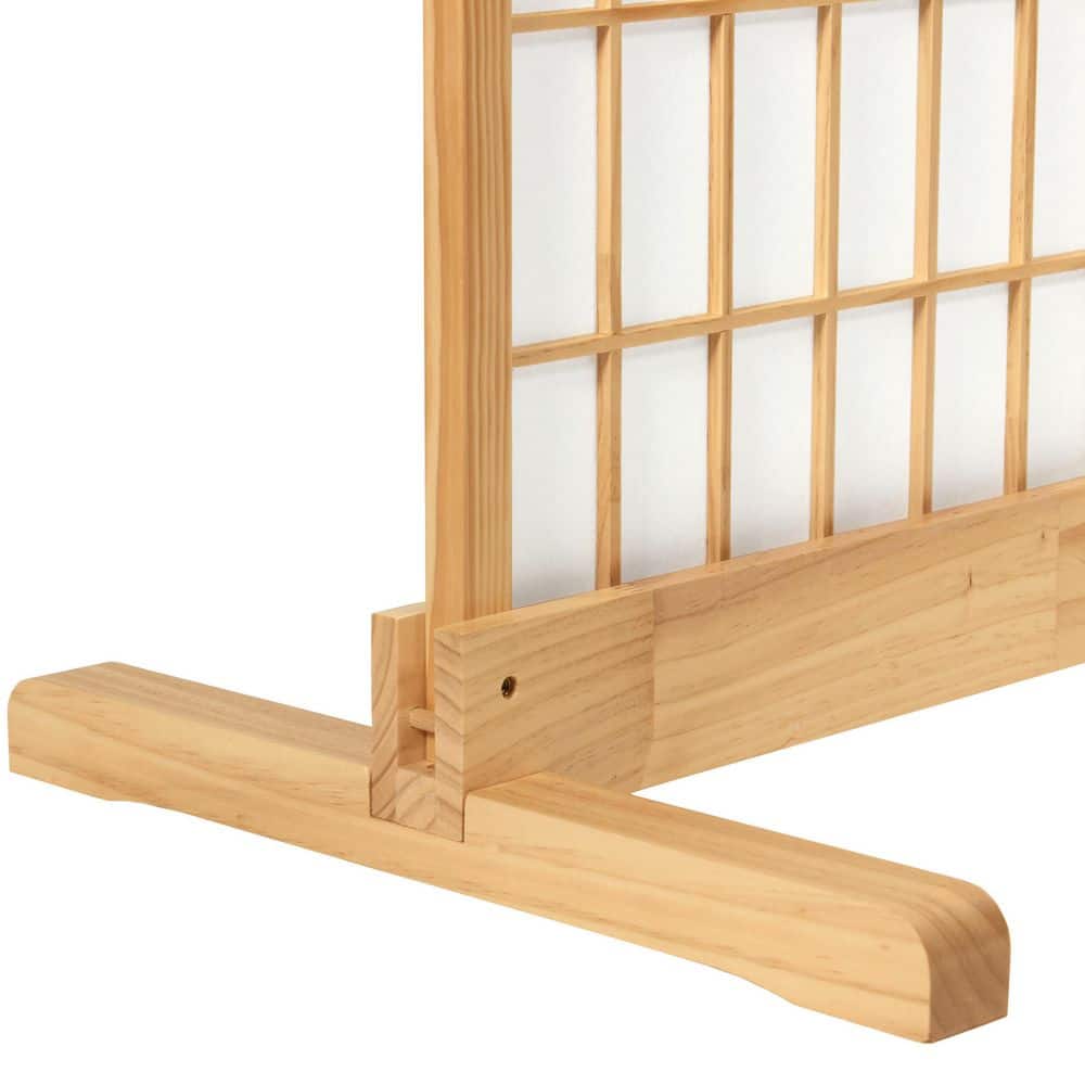 Natural Wood 4-Panel Folding Screen Room Divider Stand
