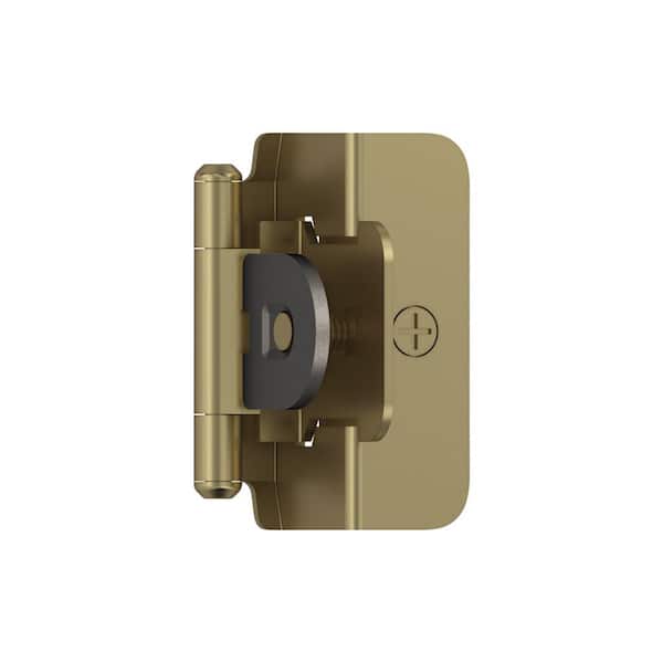 Amerock Golden Champagne 1/2 in. (13 mm) Overlay Double Demountable, Cabinet Hinge (2-Pack)