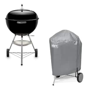 Original Kettle 22 in. Charcoal Grill in Black with Grill Cover in Gray