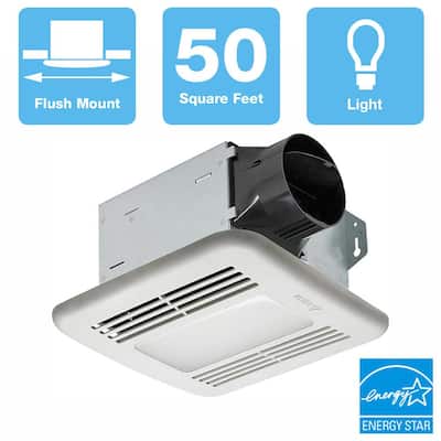Integrity Series 50 CFM Ceiling Bathroom Exhaust Fan with Dimmable LED Light, ENERGY STAR