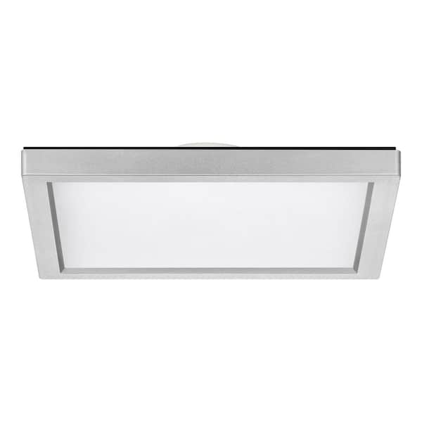 7 in. Light Square Nickel Integrated LED Ceiling Flush Mount Fixture, Soft White (3000K)