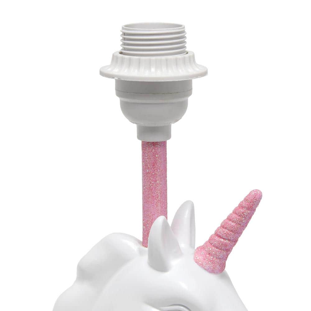 Sparkling Pink and White Unicorn Table Lamp for Kids