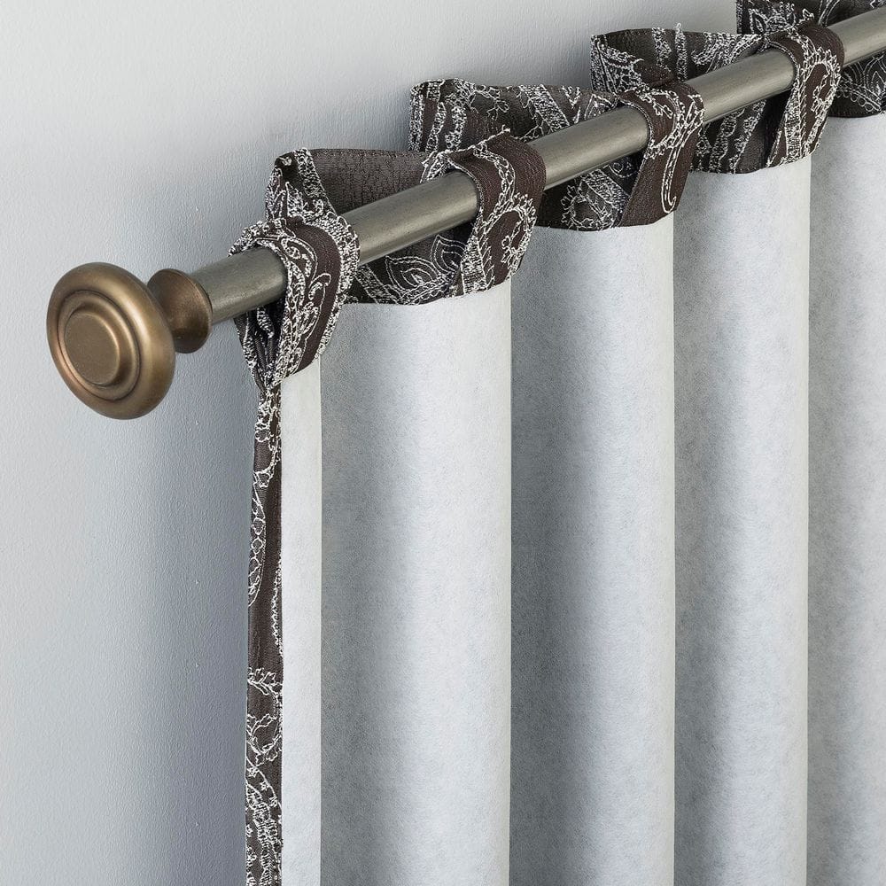 Chocolate Brown Paisley Embroidered Blackout Curtain Panel 40" x 96"