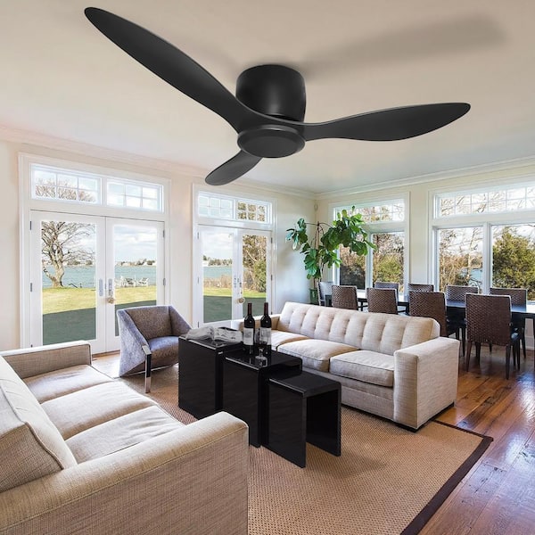 42 in. 6 Fan Speeds Ceiling Fan in Black with Remote and Timer