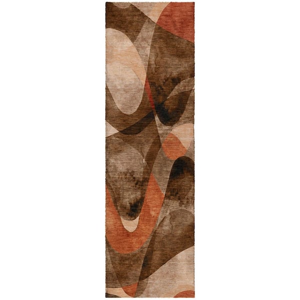 Dream Shag Premium Machine Washable Abstract ADS536 Chocolate 2 ft. x 7 ft. Runner Rug
