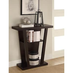 32 in. Cappuccino Standard Rectangle Wood Console Table with Storage