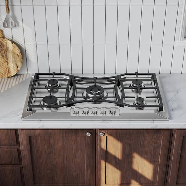  Stainless Steel Gas Countertop Stove, Built-in Gas