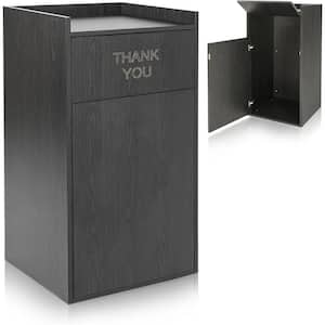 40 Gal. Black Wood Tray Top Food Service Industry Waste Enclosure Commercial Trash Can Coverage with Lid