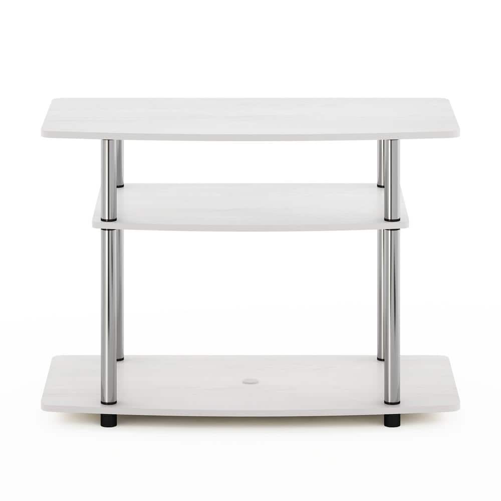 White Oak and Chrome 3-Tier TV Stand