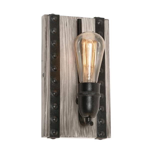 AFX Noah 1 Distressed Grey Wall Sconce