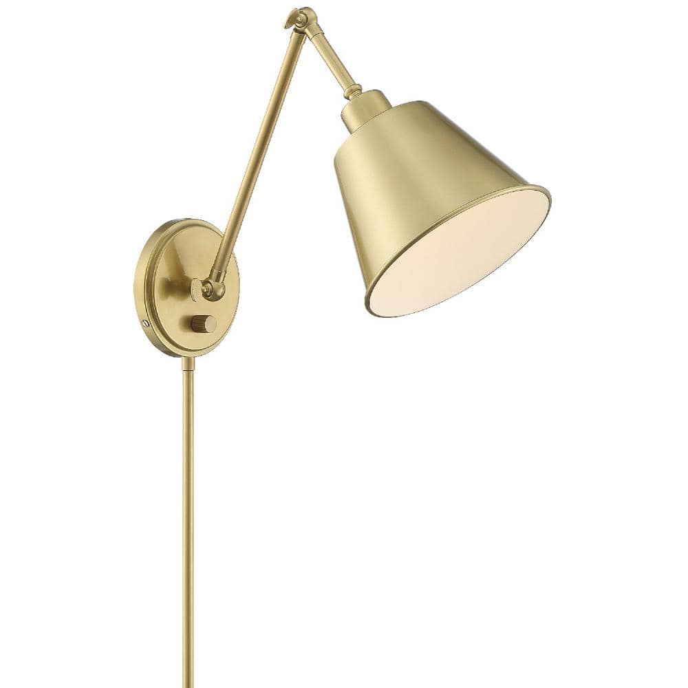 Aged Brass Adjustable Arm Dimmable Wall Sconce